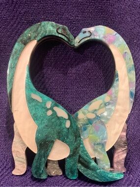Erstwilder Dinosaur Brooch - Dino Heart Teal